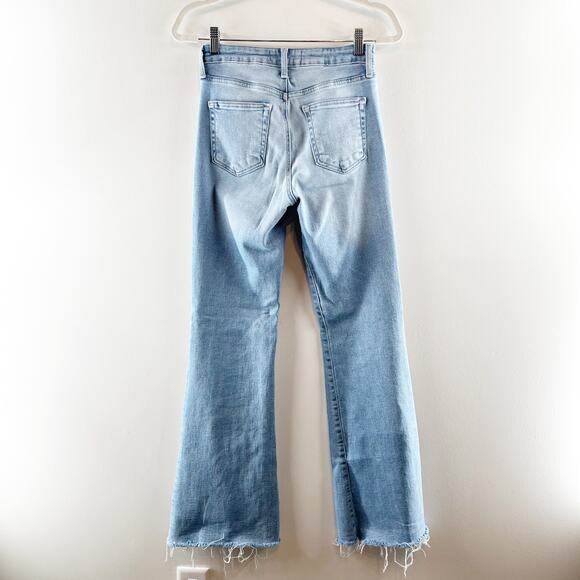 Just Black Mid Rise Straight Bootcut Raw Hem Jeans Light Wash Blue 27 / 4 - Picture 7 of 12